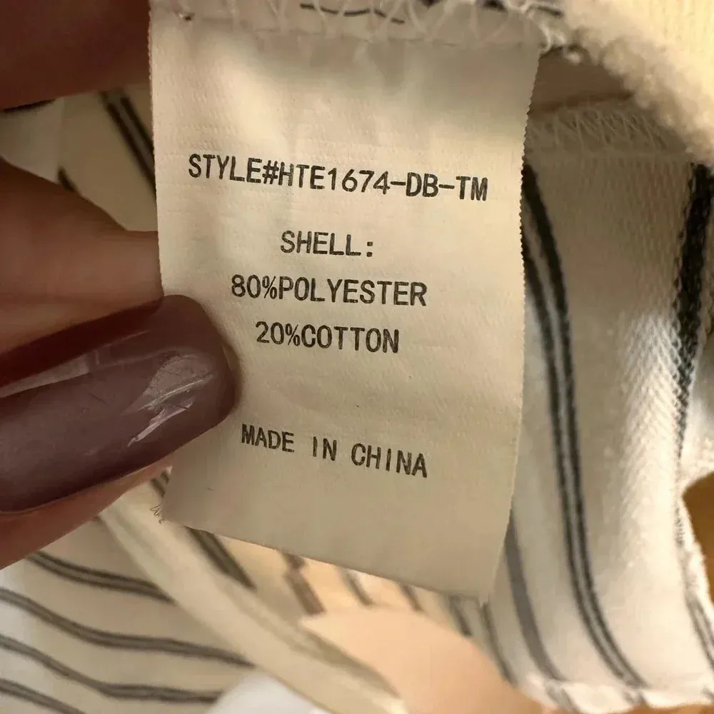 Women's Mello Day Hooded White w Black Striped Pullover Sweater - Image 6