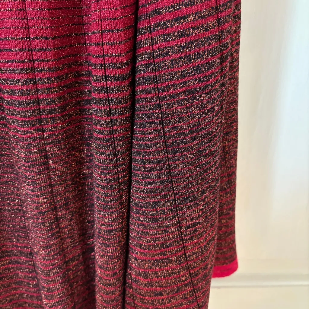 Ulla Johnson Billie Metallic Stretch Knit Midi Skirt Gradien Fuchsia Size Medium - Image 9