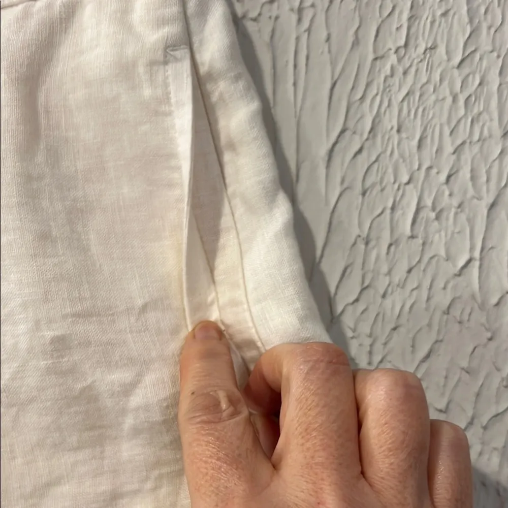 J. Crew Cream with Navy embroidery linen high waisted shorts size 2 - Image 8