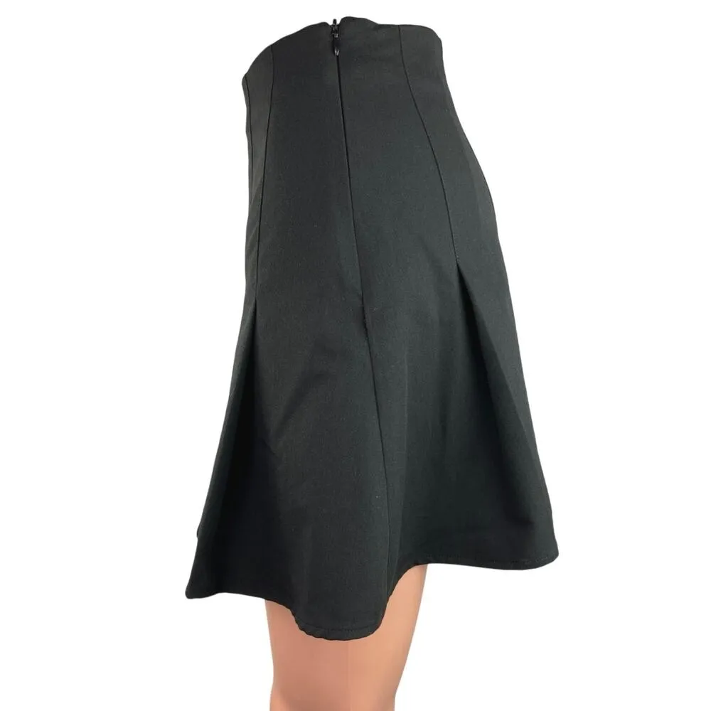 Urban Outfitters Motel Black Pleated Front Zipper A-Line Flare Mini Skirt Size S - Image 2