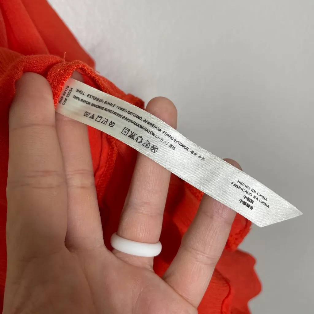 Free People Cascades Ruffle Cami Size XS Coral Red Orange Flowy - Image 7