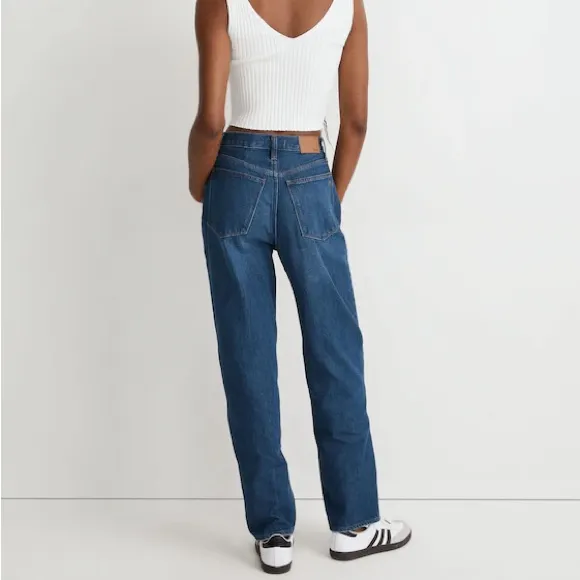 Madewell Baggy Straight Jeans Womens 31 Dark Blue Denim Wash Slouchy NH643 - Image 3