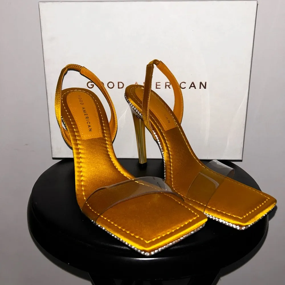 Crystal Crush Lucite Sandal Strappy Heel in Yellow - Image 2