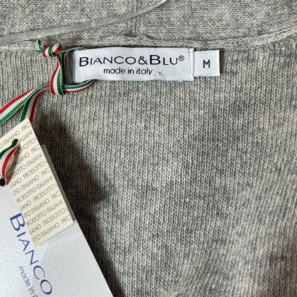 Bianco&Blu Made in Italy Gray Black knit Sweater Coat Size M Size M - Image 16
