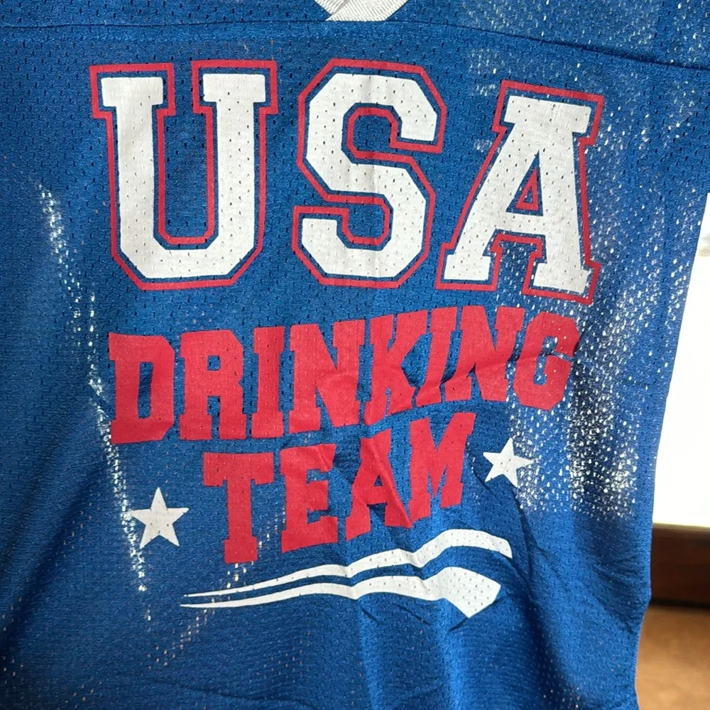Spencer’s USA Drinking Team Red White Blue Jersey Top Size Small - Image 2