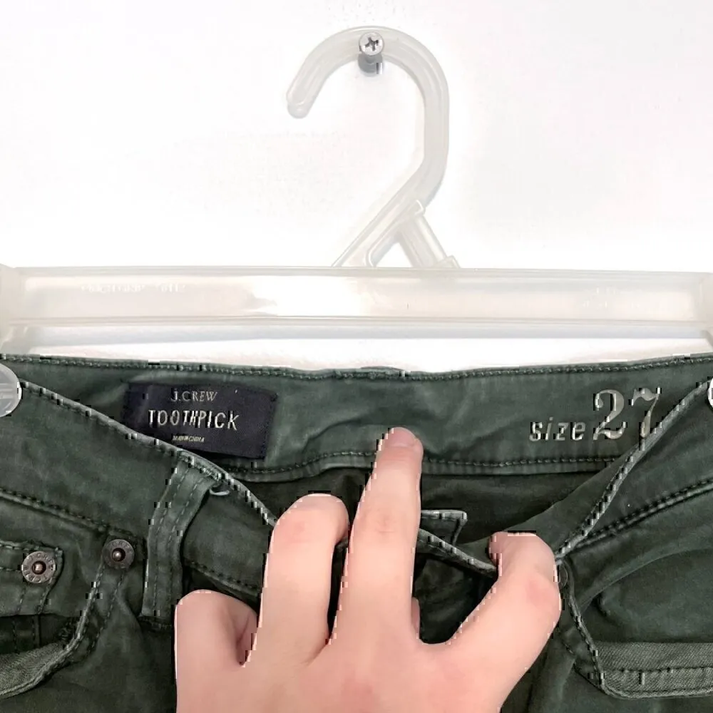 J. CREW Sateen Toothpick Pant Olive ish Green Super Skinny Cropped Crop Ankle 27 - Image 6