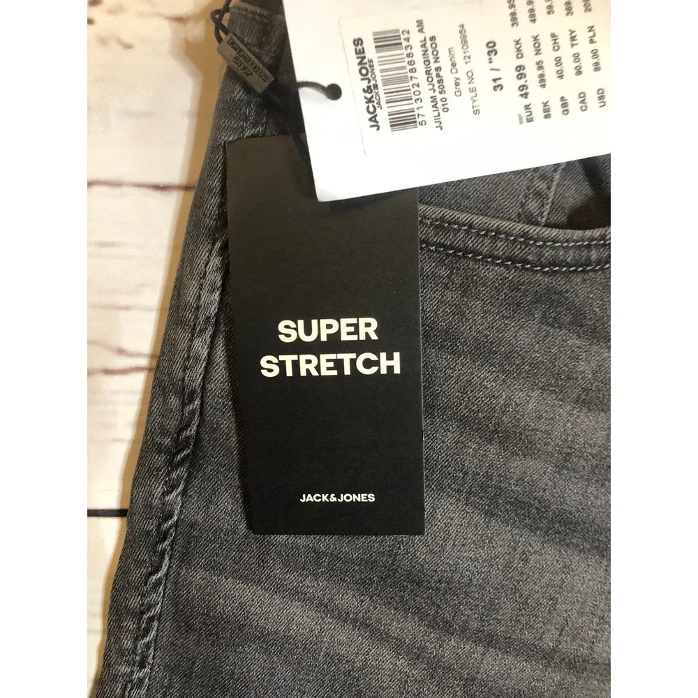 Jack & Jones Gray Denim Jeans 31 inch waist Super Stretch Skinny Liam - Image 5