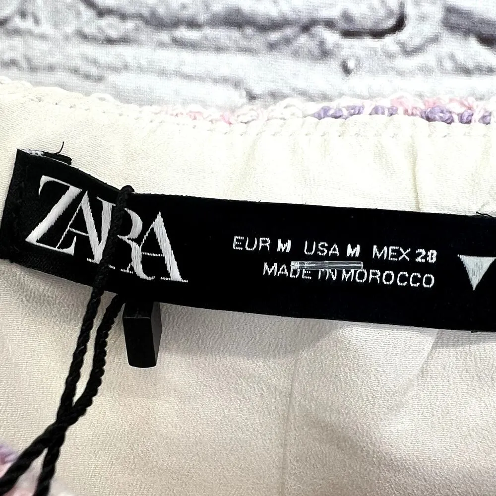 Zara Tweed Bustier Tube Top Cropped Boucle Textured Coachella Pink Purple Size M - Image 6