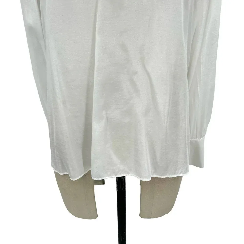 HAVELESS Shine Tie Blouse in White Neck Tie Pussybow‎ One Size Size undefined - Image 5
