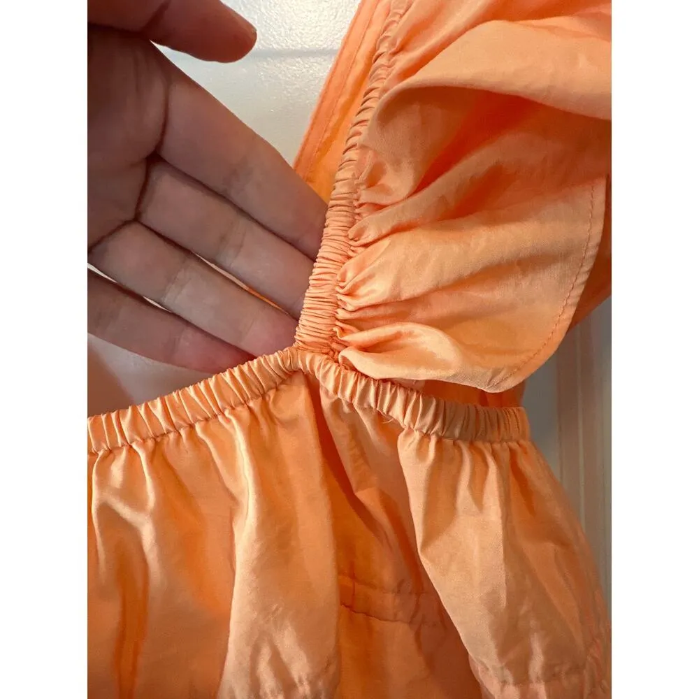 A.L.C. Lucca Coral Ruffle Tiered Mini Dress With Plunge Neckline Size 2 - Image 8