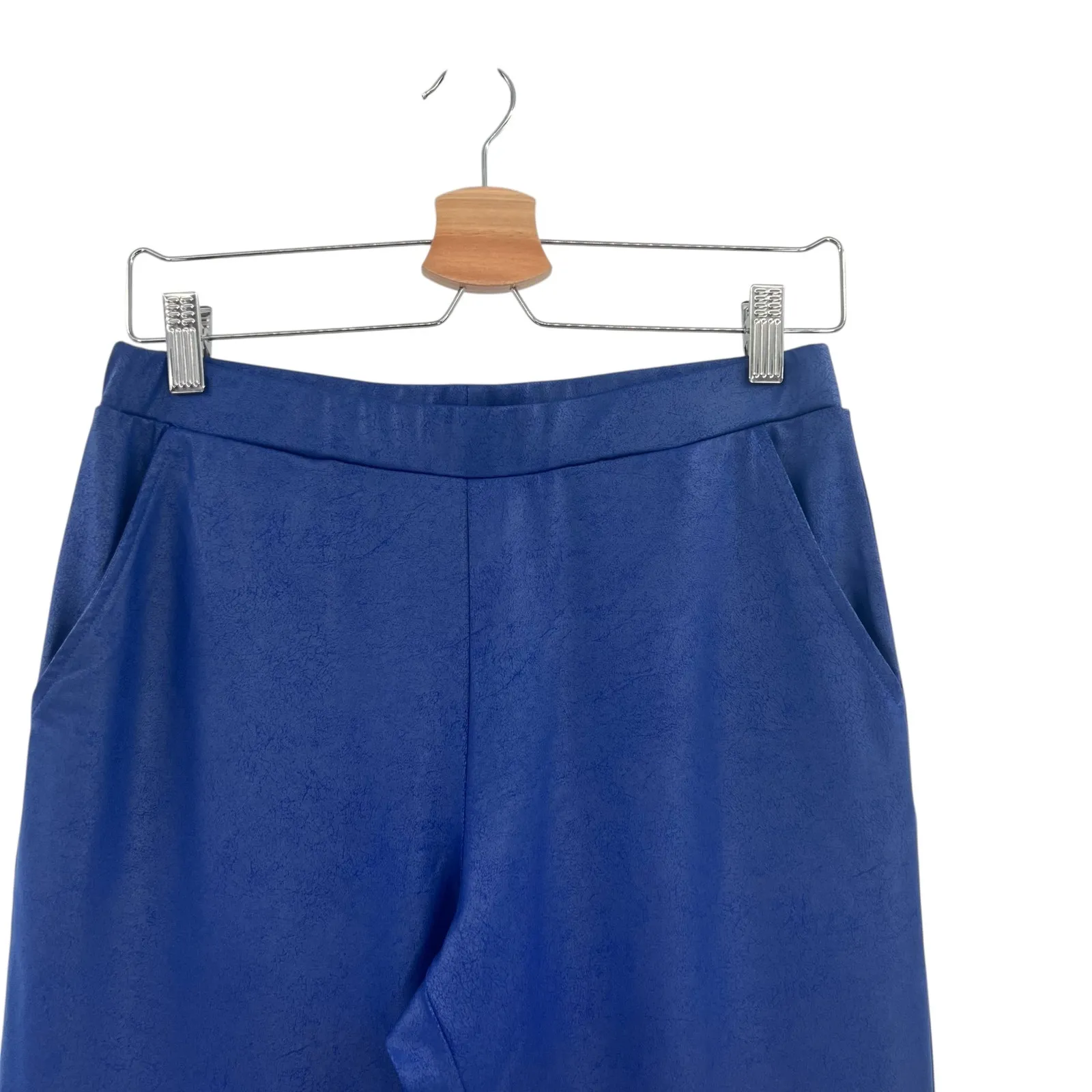 Clara Sun Woo Liquid Leather Legging Signature Skinny Pocket Pants Blue Size‎ XS - Image 4