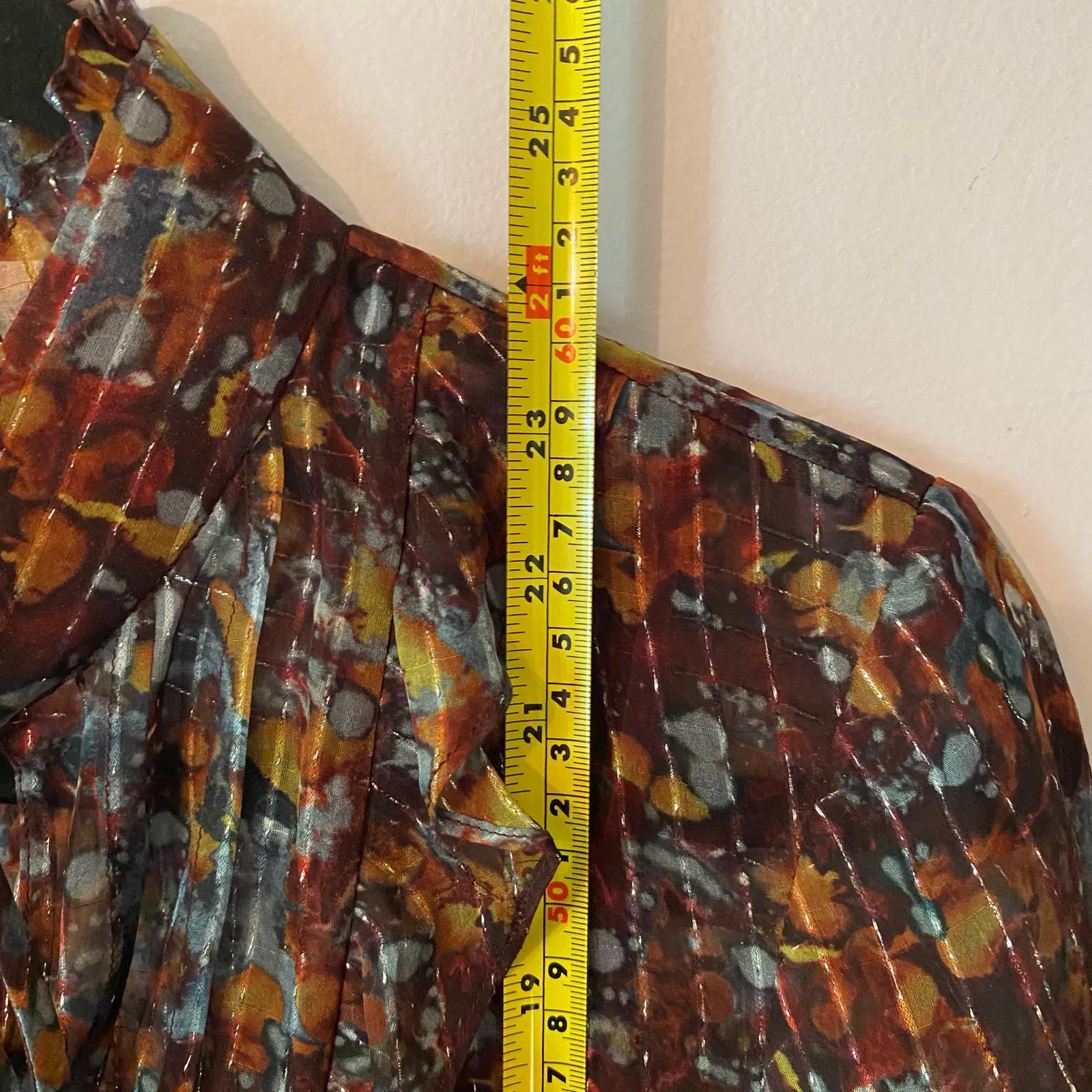 Lafayette 148 New York Silk Puff Sleeve Long Sleeve Blouse Boho Women size Small - Image 10