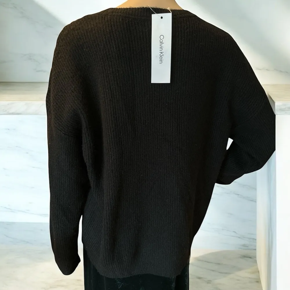 NWT Calvin Klein Women's Sequin Crew Neck Long Sleeve Sweater Black L - Image 3