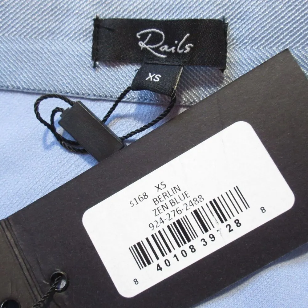 NWT Rails Berlin Midi in Zen Blue Pull-on Satin A-line Slip Skirt XS - Image 7