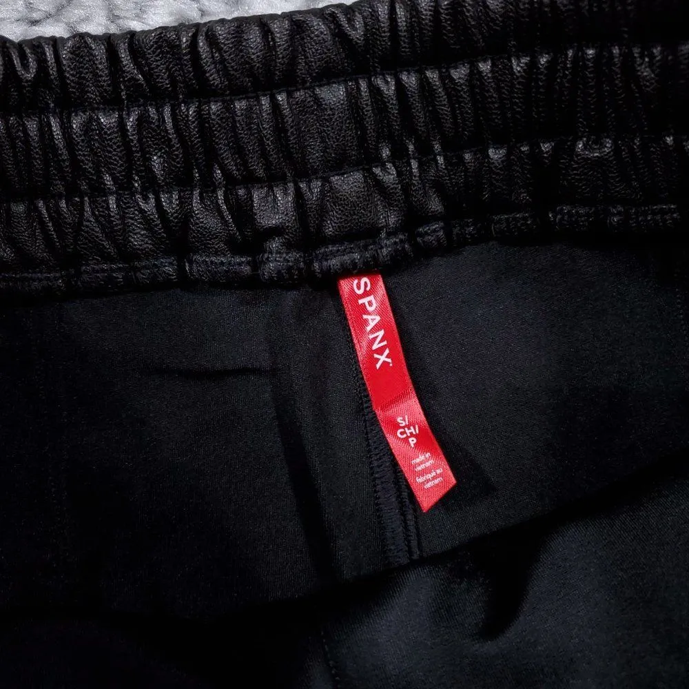 Spanx Leather Like Jogger Size Small Black High Rise Faux 20283R Pull On - Image 5