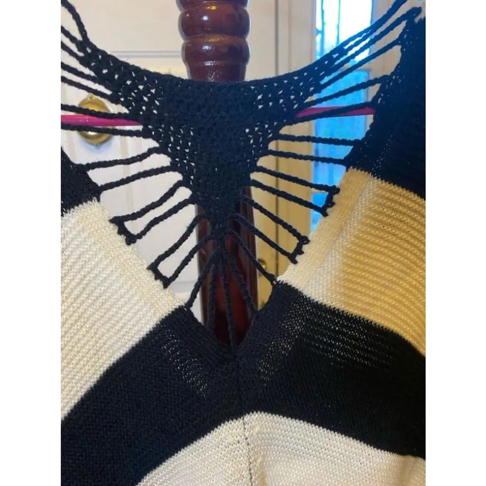 Women's Mine Striped Crocheted Back Sweater - Image 3