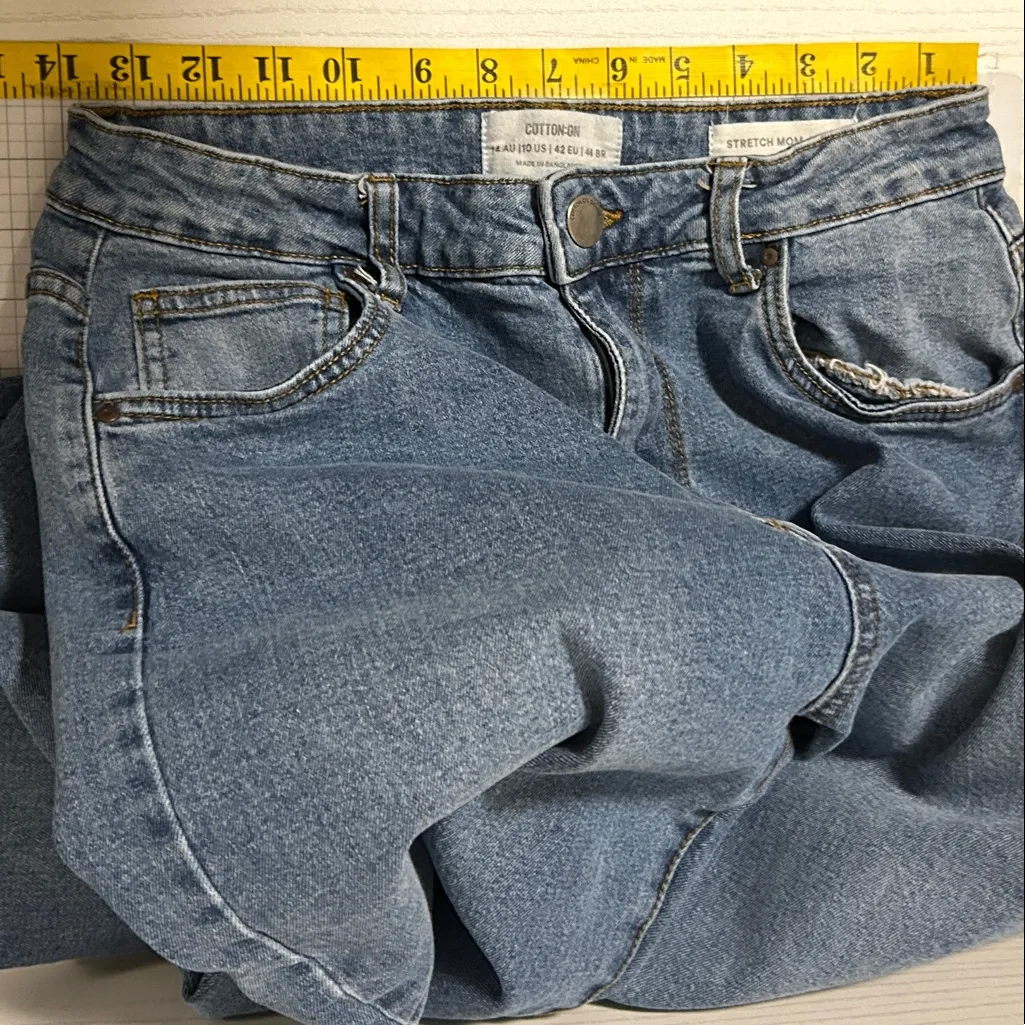 Cotton On Jeans Women Size 10 Blue Denim Mom Stretch Light ripple - Image 5