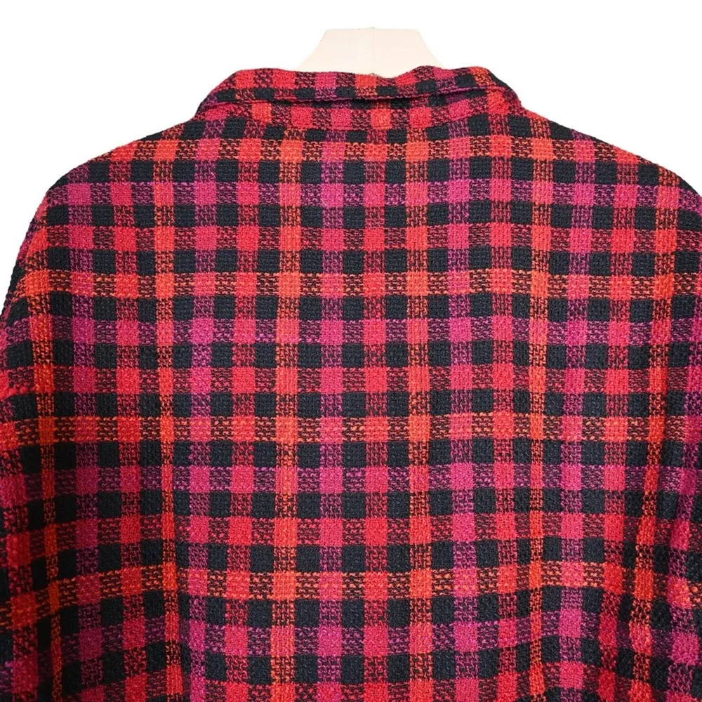 Sanctuary Womens M Ashley Bouclé Knit Buffalo Plaid Jacket NEW - Image 5