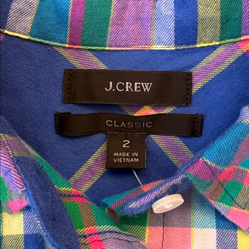 NWT J. Crew Classic Fit Boy Shirt Colorful Plaid Size 2 - Image 4