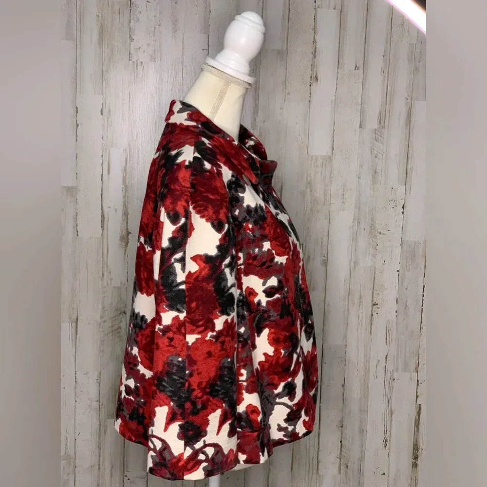 Talbots red floral crop‎ blazer 16 - Image 3