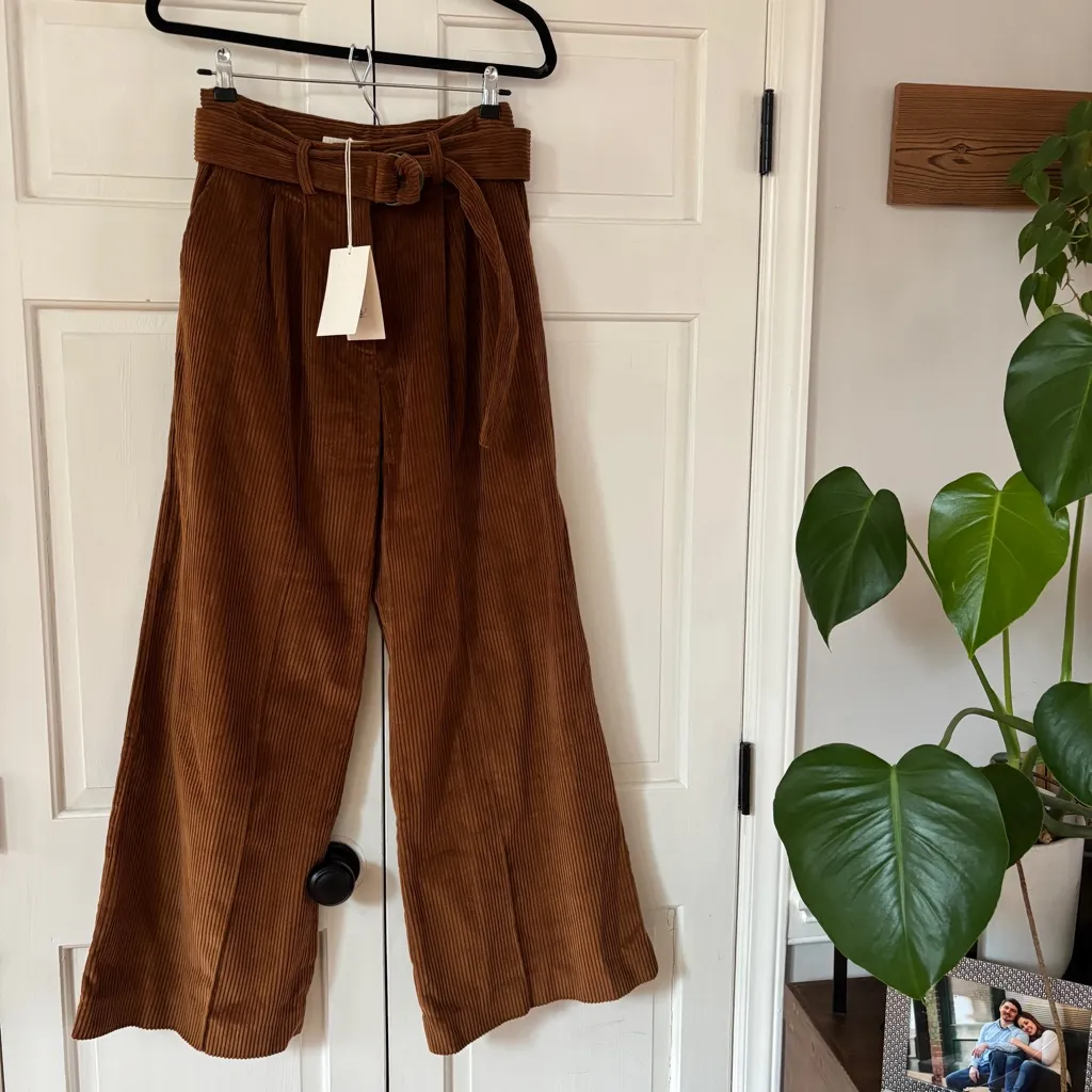 Ulla Johnson Nico Pant Umber Brown Velvet Corduroy Wide Leg Fall Pant Size 2 NEW - Image 10