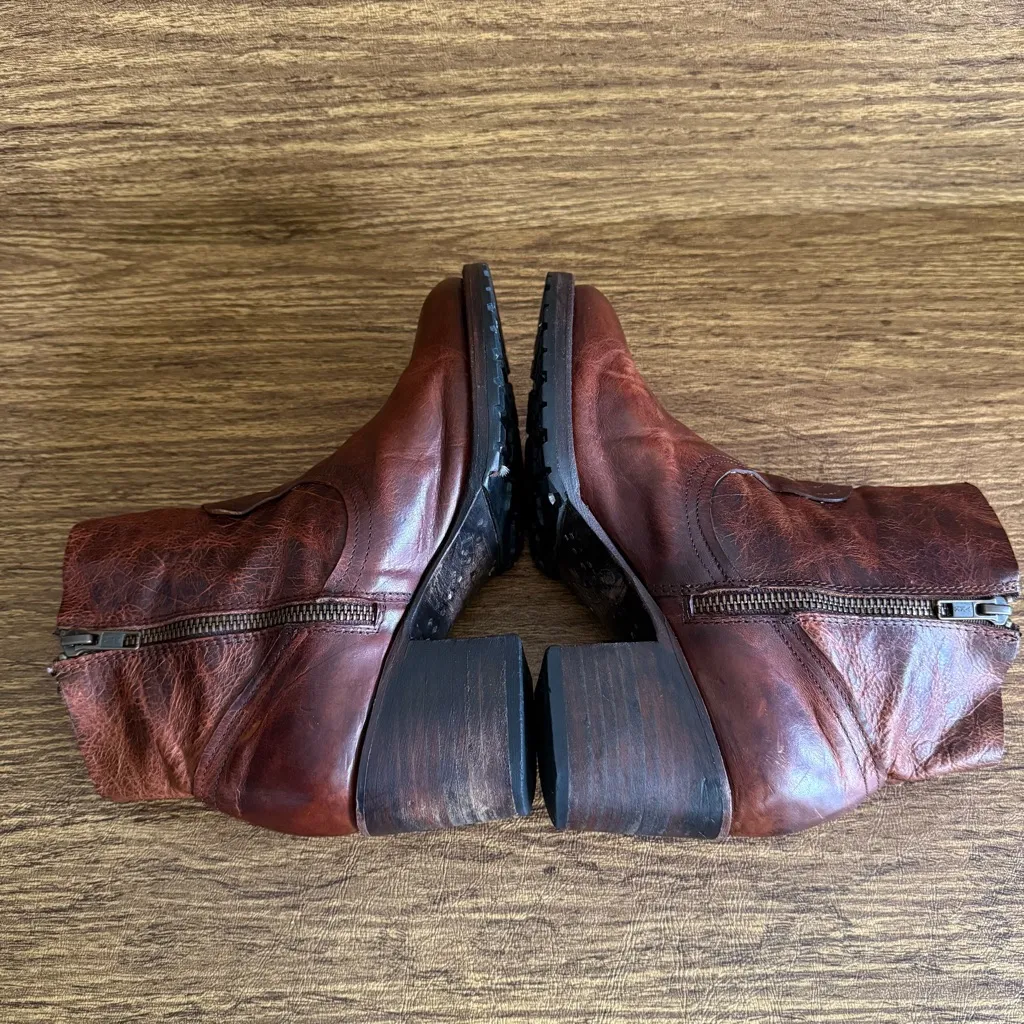 Freebird Flint by Steven Cognac Leather Ankle‎ Booties Size 8 Block Heeled Boots - Image 6