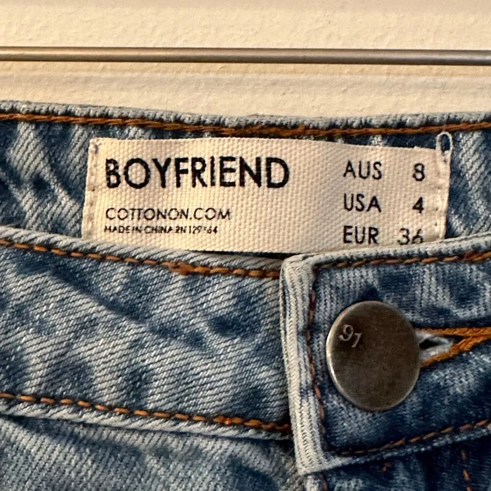 Cotton On Distressed Boyfriend Jeans sz 4 Distressed Loose Fit Jeans - Image 7