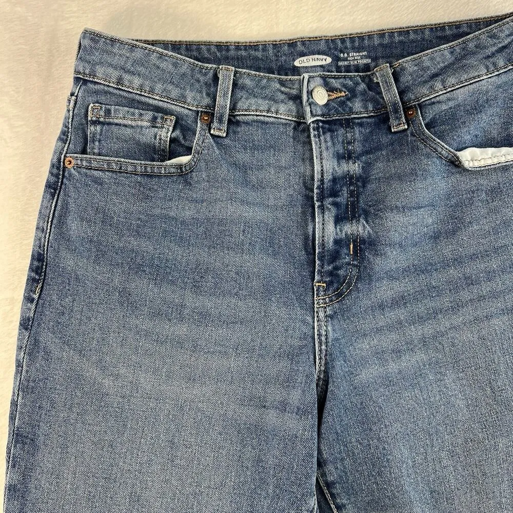 Old Navy Sz 12 Jeans O.G. Straight High Rise Secret Slim Pockets Margarita Blue - Image 4