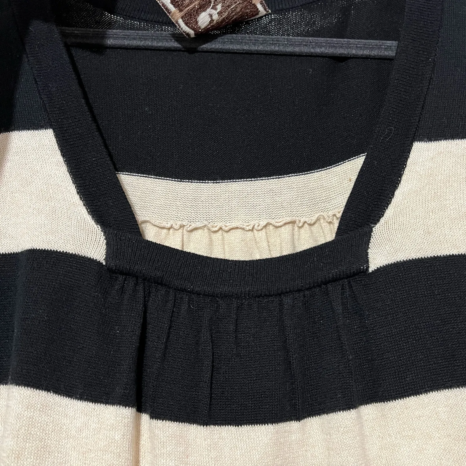 Pink Rose (M) Square Neck 1/2 Sleeve Sweater Dress Wide Stripe Two Pocket - Image 6