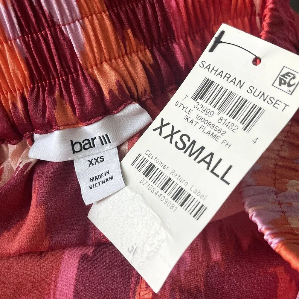 Bar III XX-Small Shorts Ikat High-Rise Elastic Waist Lightweight Tie Front Multi - Image 4