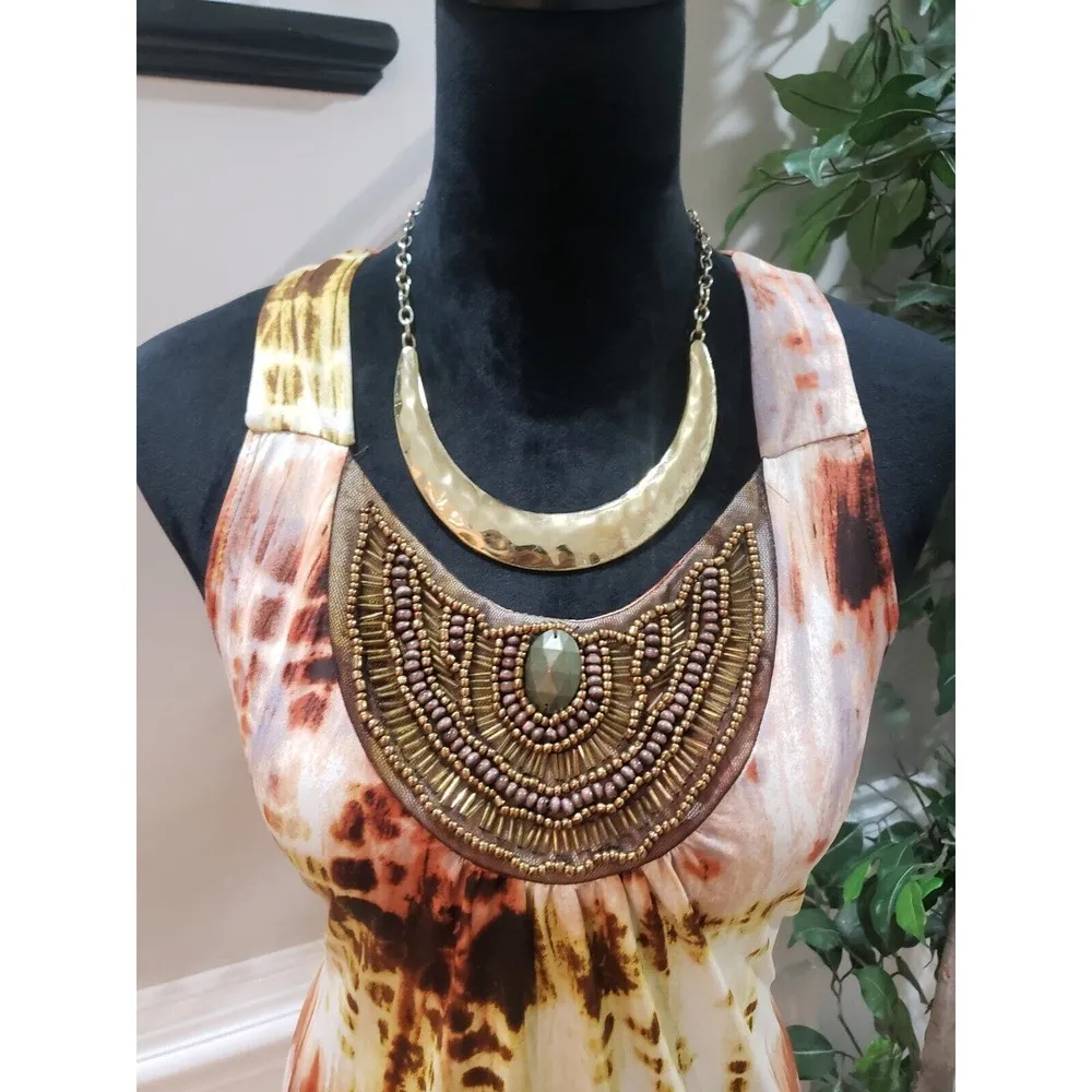 B. Wear Women's Multicolor Beaded Round Neck Sleeveless Casual Top Blouse Size M Size M - Image 2