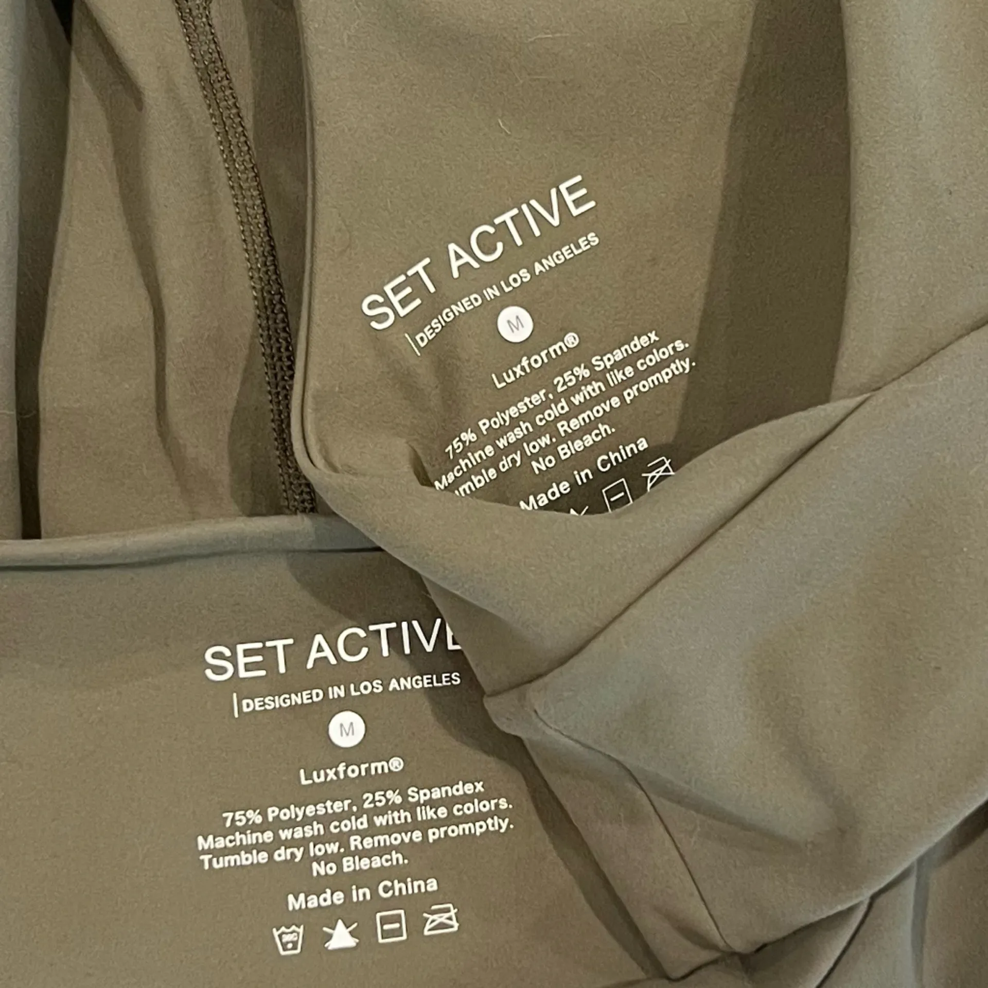 SET Active Sports Bra Matching Set Biker Shorts 2 Piece Set Medium Luxform Sand - Image 7