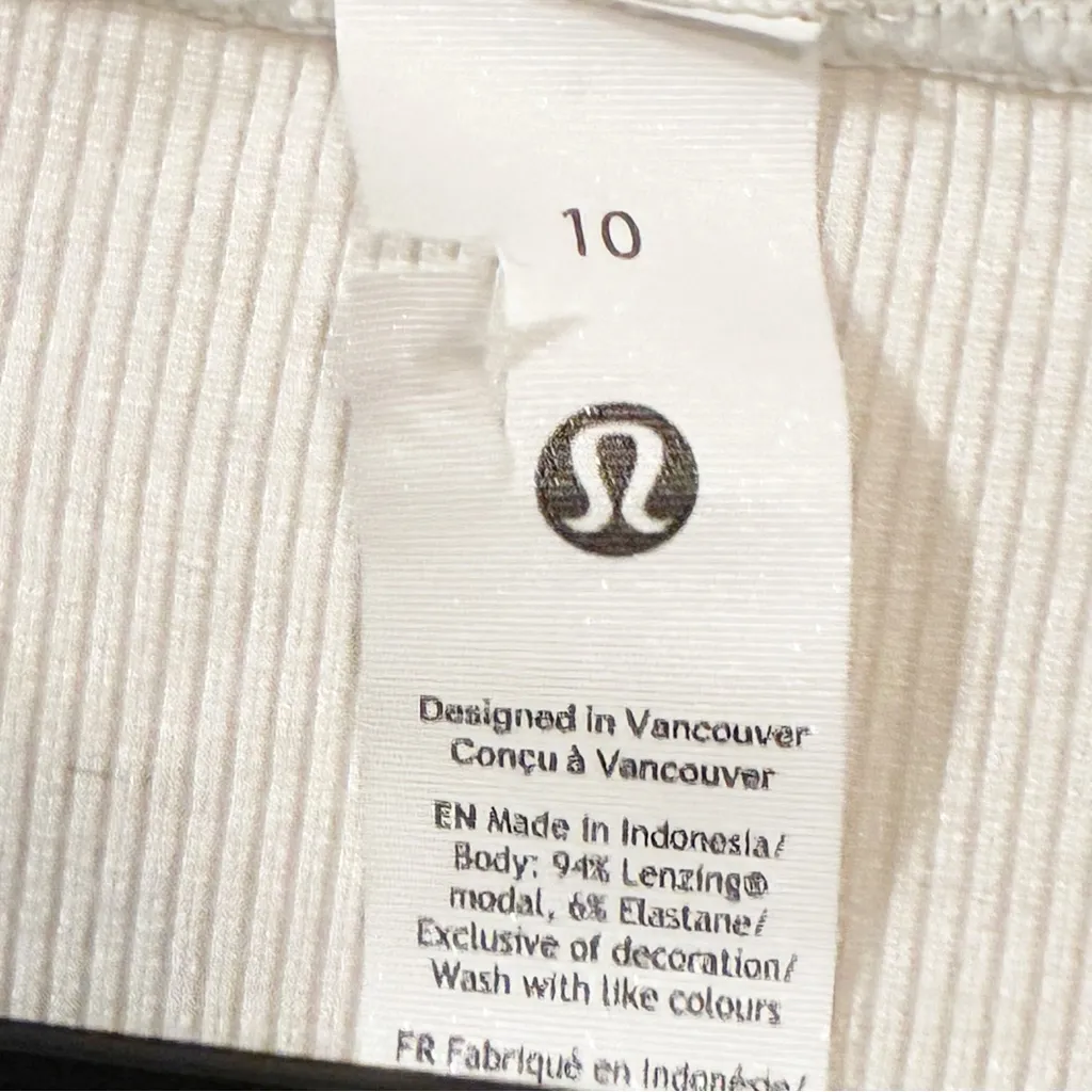 Lululemon Side-Cinch Ribbed Cardigan Bone Size 10 Button Front - Image 4