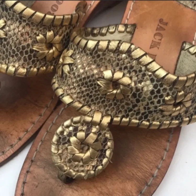 Jack Rogers Size 7 Leather‎ Wooden Wedge Sandal - Image 2