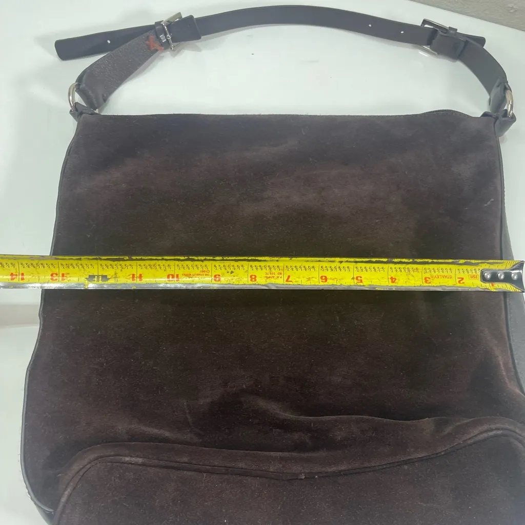 Y2K The Limited Chocolate Brown Suede Tote Leather  Shoulder Bag Boho Preppy 90s - Image 4