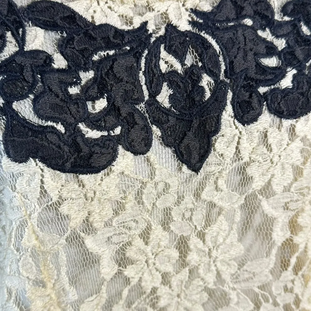 Vintage Free People Ethereal Victorian Lace Dainty Blouse Sheer Ivory Medium - Image 7