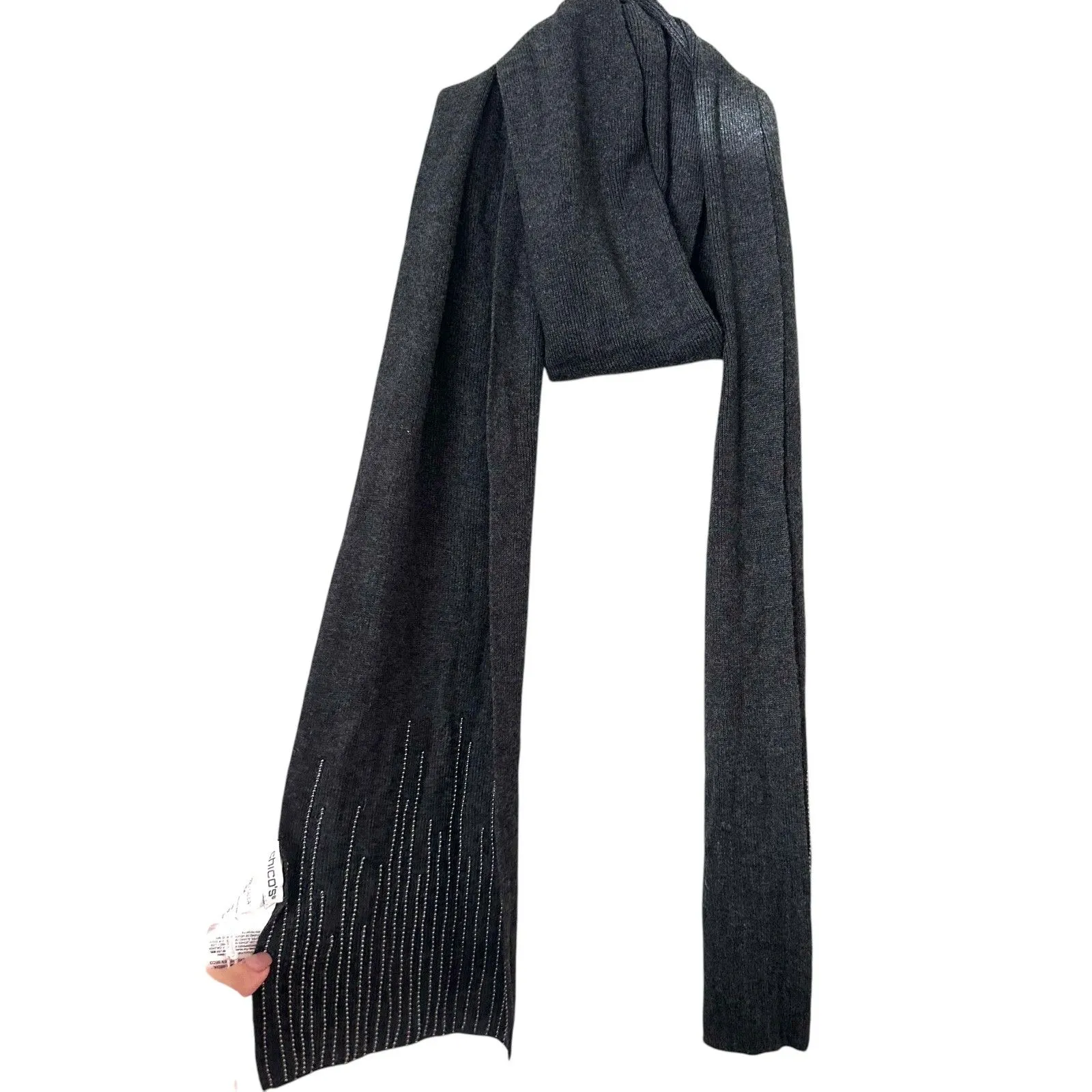 CHICOS Cashmere‎ Blend Beaded Embellished Scarf NWT - Image 3