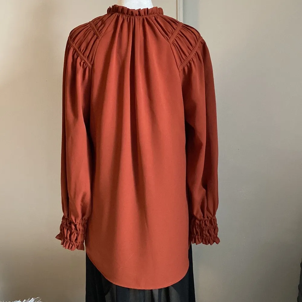 CROSBY by Mollie Burch Romantic Bohemian Smocked Cuff Neckline Blouse - Image 8