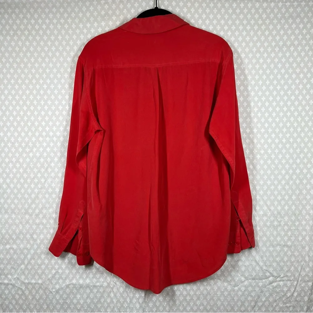 Equipment‎ Red Coral Slim Signature Silk Button Down Top - Image 5