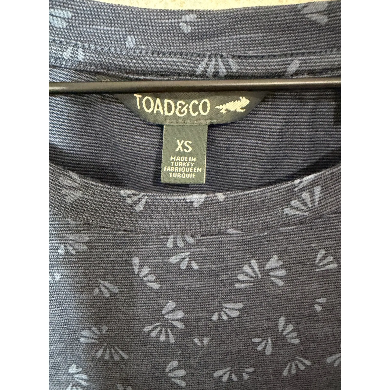 TOAD&CO Windmere Dress Blue Floral Print Organic Cotton Blend XS Gorpcore Eco - Image 2