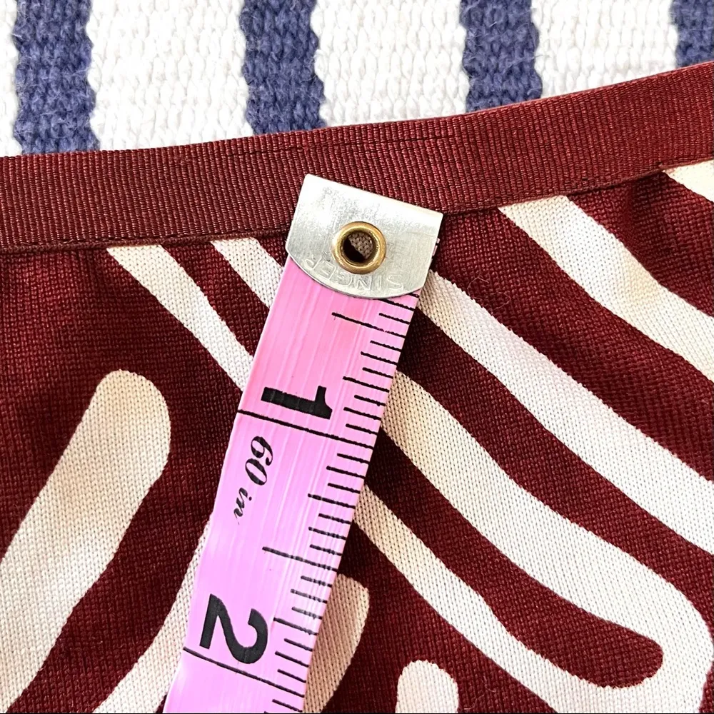 Diane Von Furstenberg Burgundy & Ivory Silk Midi Skirt Size 8 - Image 6