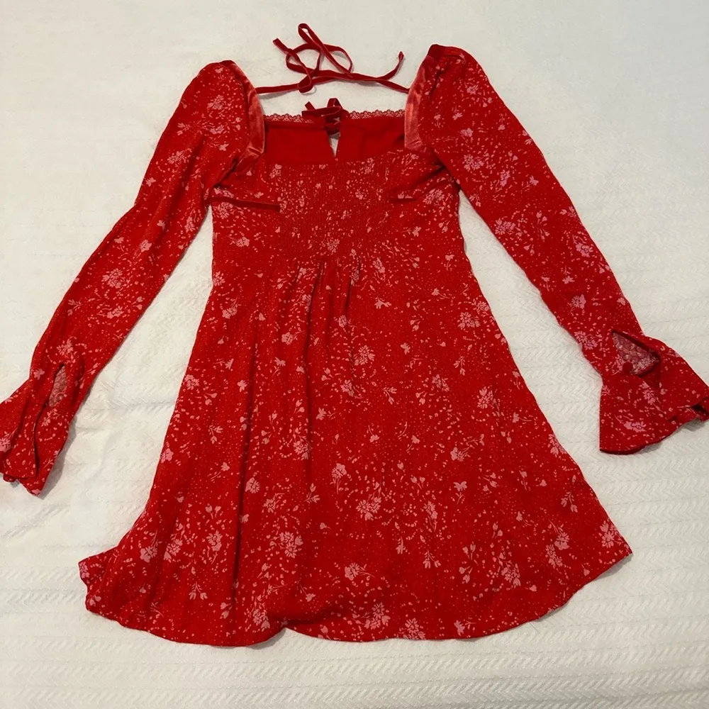 Floral mini dress off the shoulders bell sleeves boho casual indie date night - Image 6