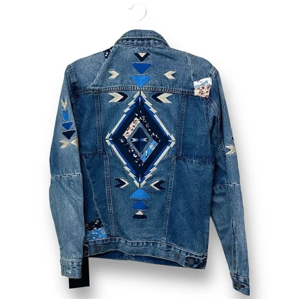 BLANK NYC NWT  x Free People Pub Crawl Jacket S Western Embroidered Patchwork Boho - Image 2
