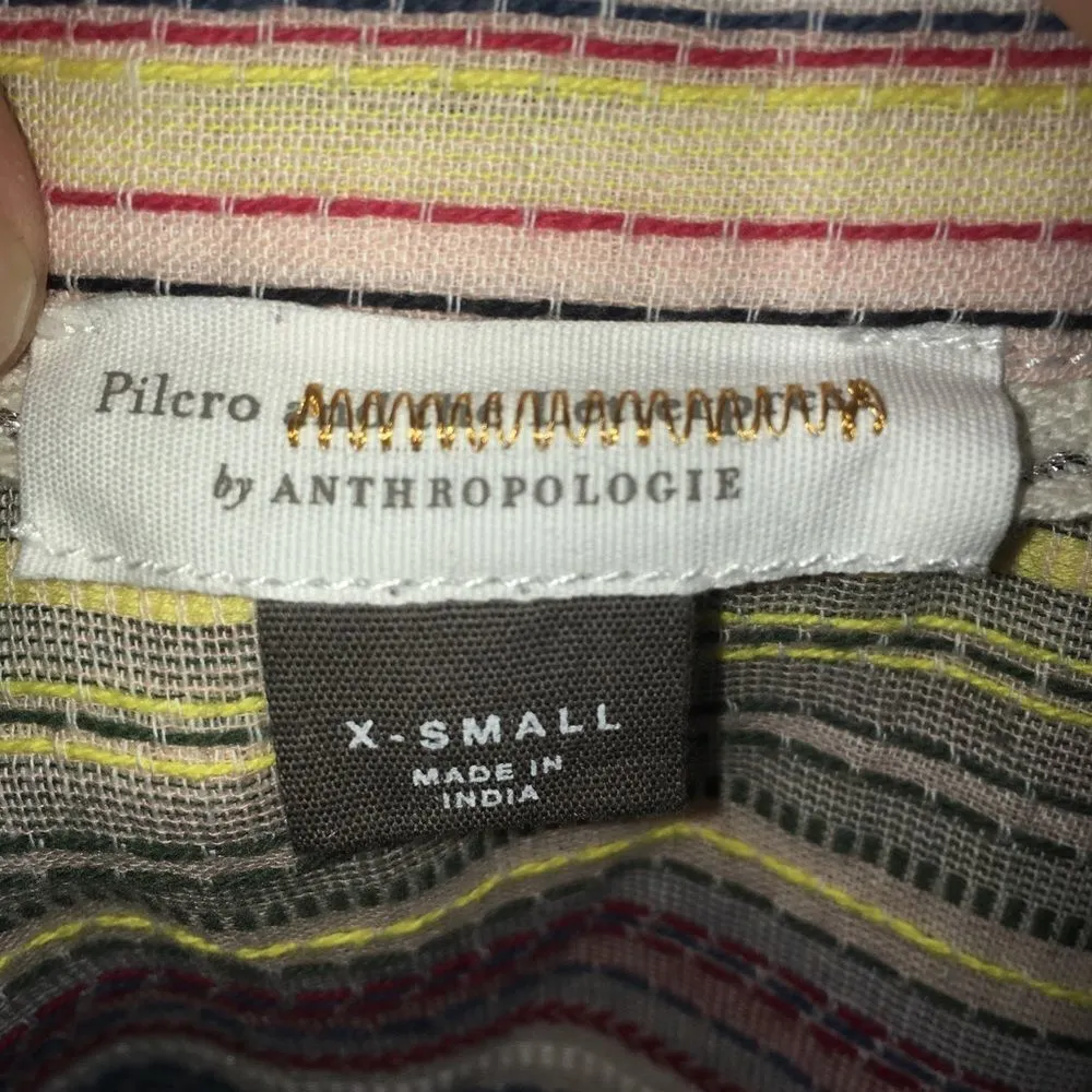 Pilcro and the Letterpress multicolored embroidered stripes blouse - Image 4