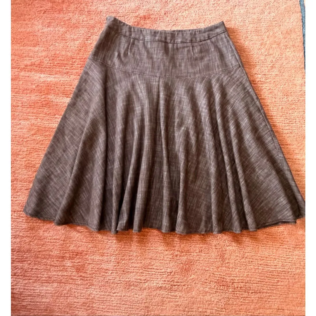 Larry Levine Stretch A-Line Skirt Brown Button Front Size 14 - Image 9