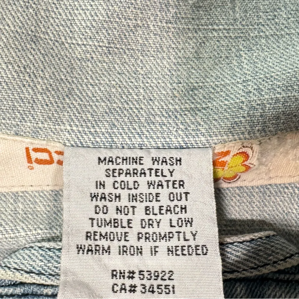 Z Cavaricci Size XS‎ Distressed Cropped Denim Jacket Sweatshirt Removable Hoodie Blue - Image 13