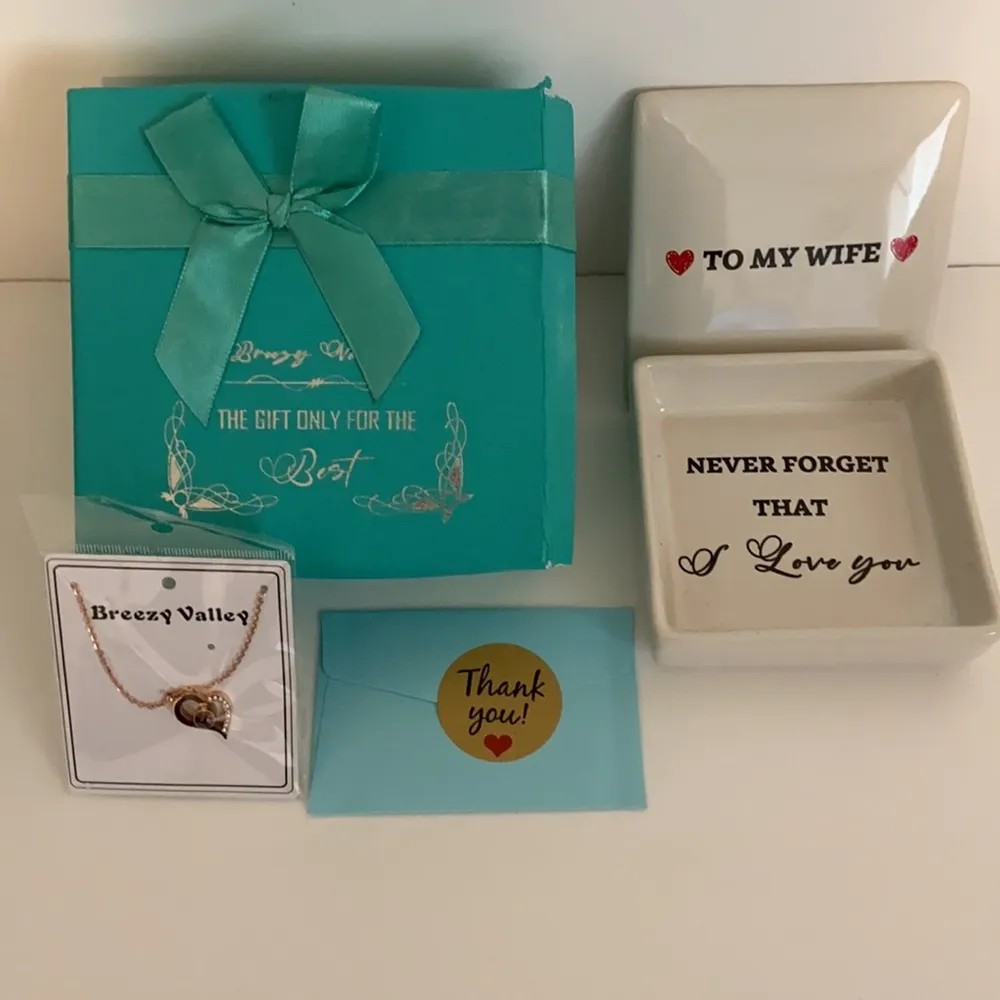 Breezy Valley To My Wife Ceramic Box & I Love You Heart Necklace In Gift Box NWT - Image 17