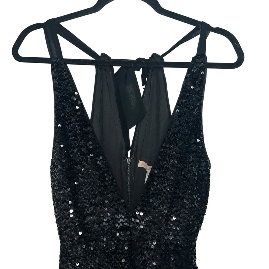 NEW NWT Anthropologie Hutch Sequin Halter Jumpsuit In Black - Image 7