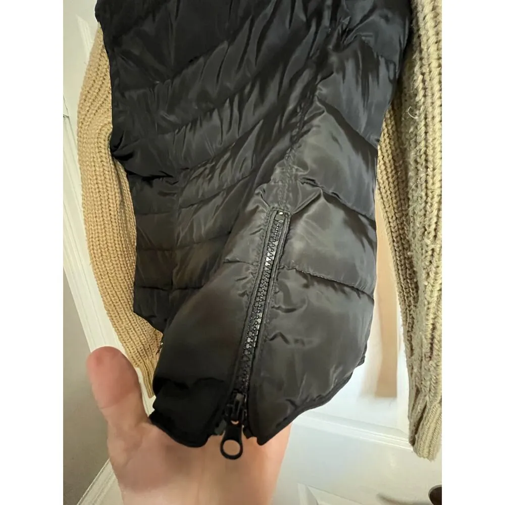 Montanaco Puffer Vest Knit Sweater Sleeves Transitional Hobbit Cottage Grandma Black Size L - Image 12