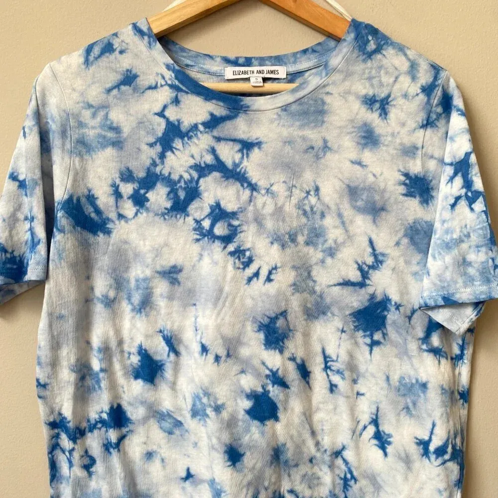 Elizabeth & James Women's Small Blue Cloud Tie Dye Short Sleeve Tee Shirt Casual - Image 5